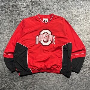 Ohio State Buckeyes Windbreaker Pullover Jacket Mens XL Red Black 58 Sports
